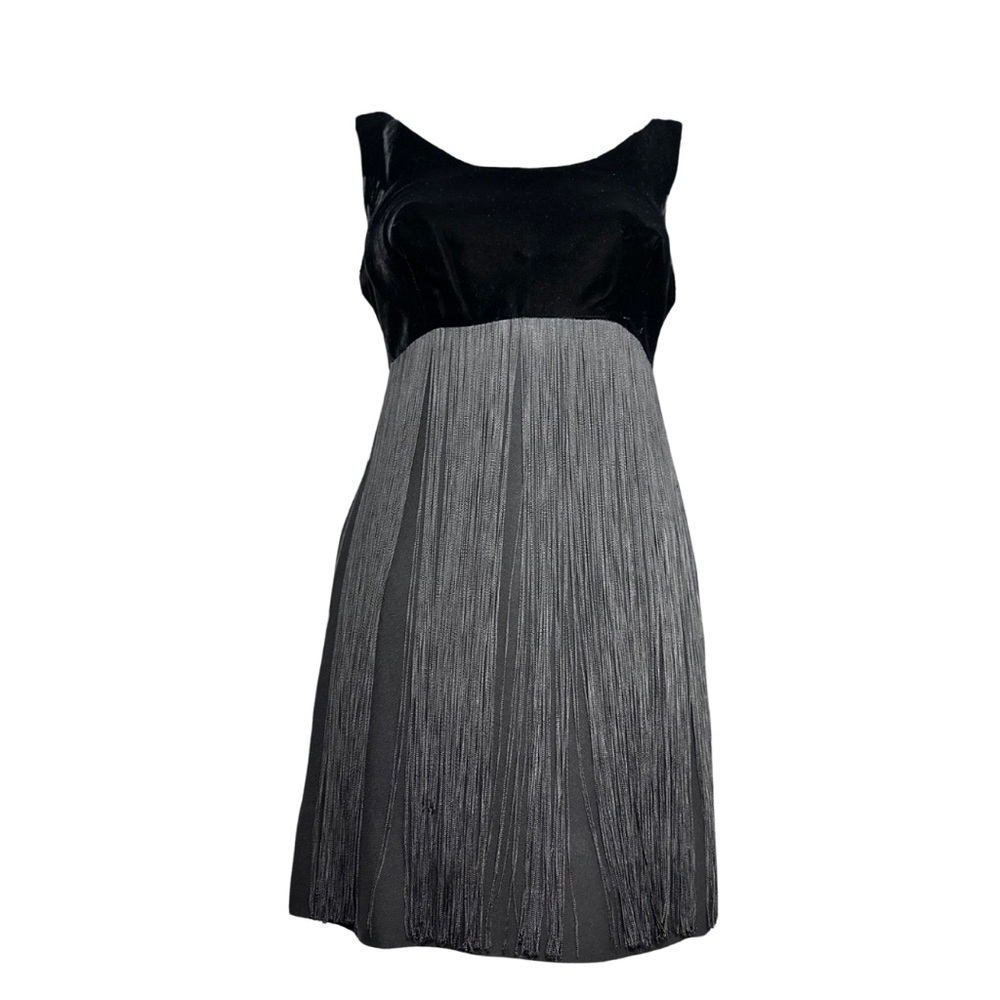 VINTAGE ALGO Black fringe dress, Xxs ERAS TOUR